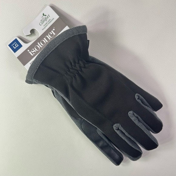 NEW/NWT Men’s SZ Large Isotoner Eco Comfort Smart Dri Black Gloves - Picture 1 of 5